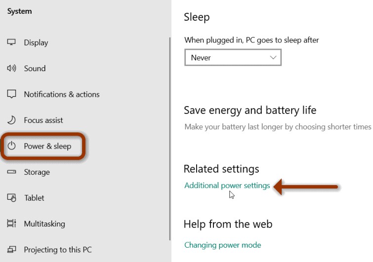 Gambar Additional power settings - Hibernate Windows 10
