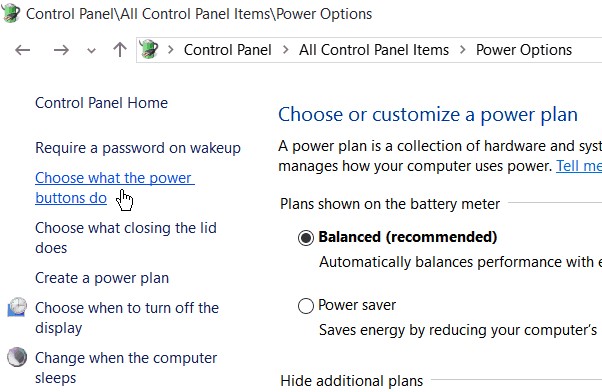 Gambar Choose what the power buttons do - Hibernate Windows 10