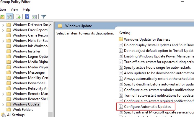 Gambar Group Policy Editor (Configure Automatic Updates) - Cara Mematikan Update Windows 10