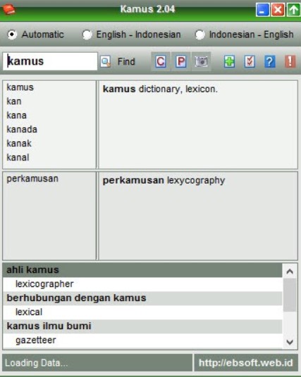Gambar Kamus 2.04 (Indonesia-Inggris) Aplikasi Windows 10
