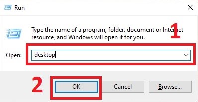 Membuka Recycle Bin dari desktop di File Explorer dengan Run