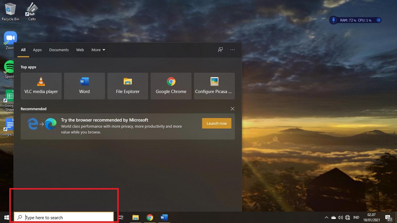 Menemukan Layanan Defrag Windows 10 lewat kolom pencarian
