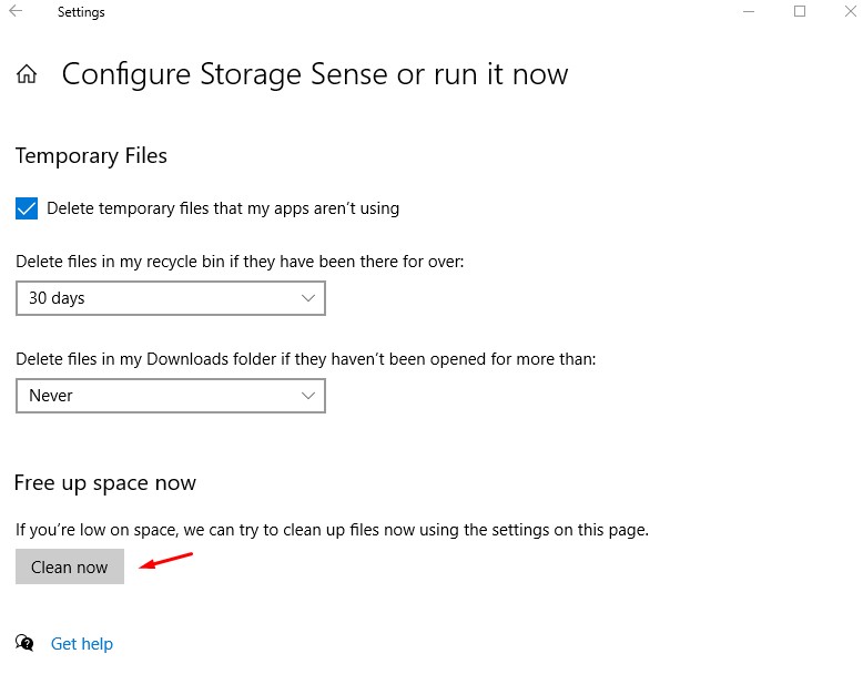 Screenshot Menghapus Cache (Free up space now) Mengatasi Disk 100 Windows 10