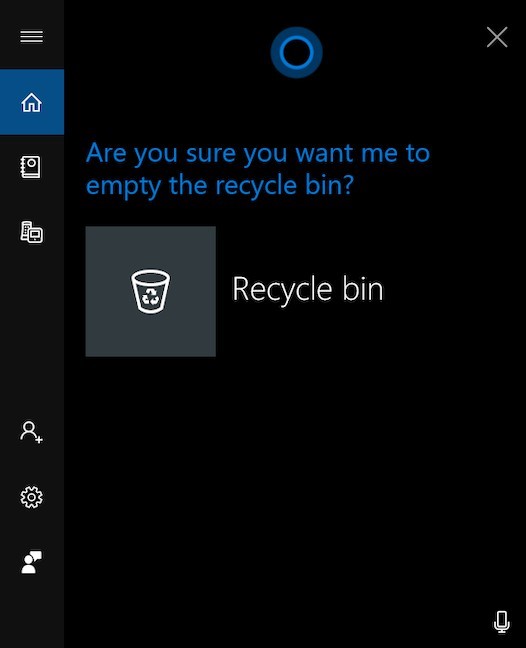 Empty Recycle Bin dengan Cortana