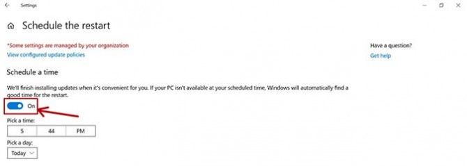 Gambar Menjadwalkan (Schedule a time) - Cara Update Windows 10
