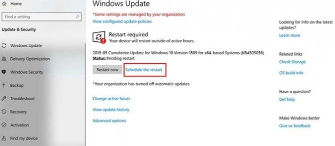 Gambar Menjadwalkan (Schedule the restart) - Cara Update Windows 10