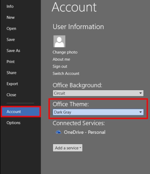 Gambar Office Theme - Dark Mode Windows 10