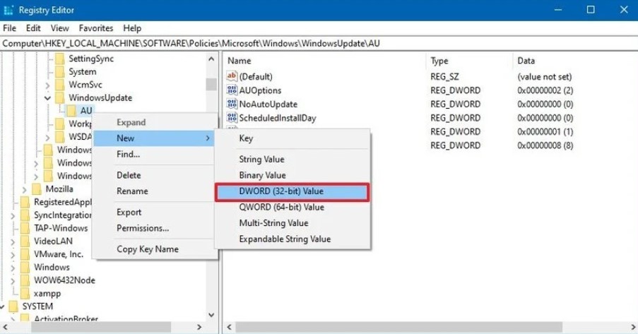 Gambar Registry (AU)- Cara Mematikan Update Windows 10