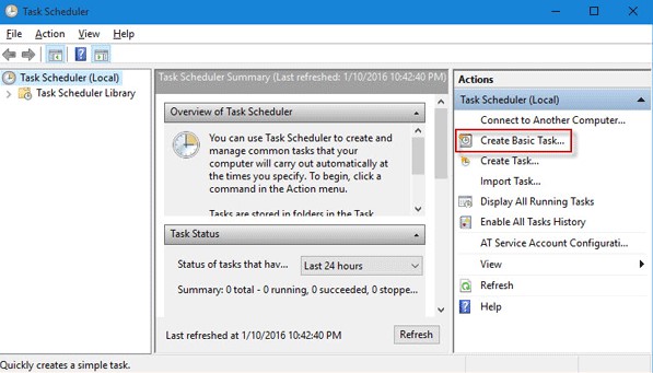 Gambar Task Scheduler (Create Basic Task) - Auto Shutdown