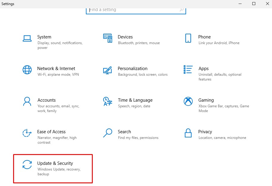 Gambar Update & Security - Cara Mematikan Update Windows 10