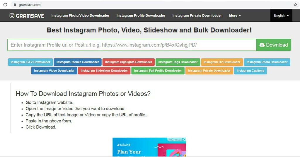 cara download video di instagram lewat gramsave