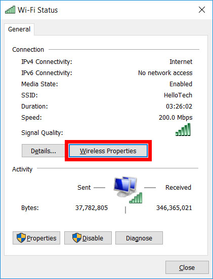 cara melihat password wifi di windows 10 wireless properties