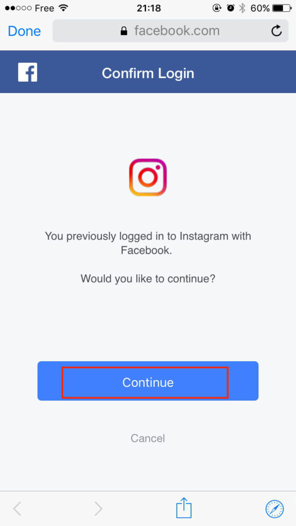 lupa password instagram reset dengan facebook