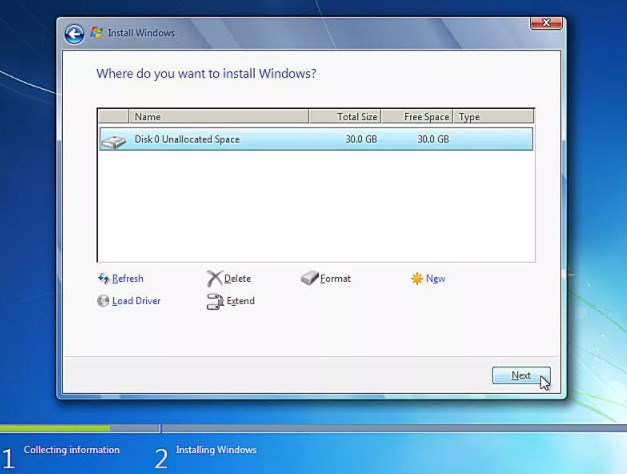 Screenshot Hardisk (lokasi untuk menyimpan)- Cara Install Ulang Windows 7