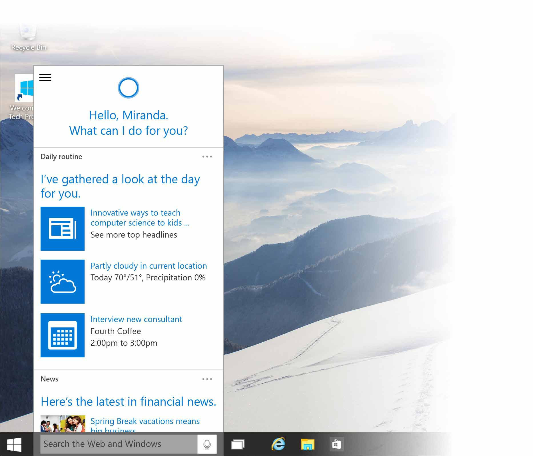 Kelebihan Windows 10 yaitu punya asisten virtual bernama Cortana